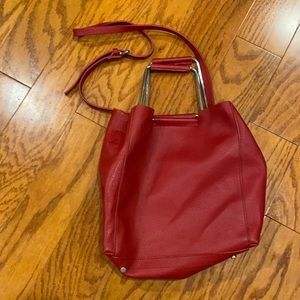 Zara Red shoulder and silver handle bag